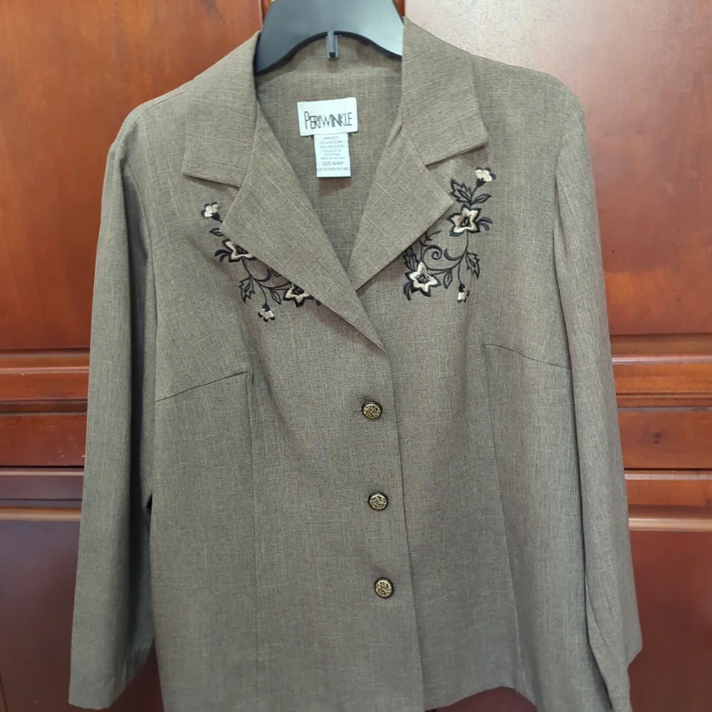 Vintage Jacket Blazer Brown Tailored w/Applique 16WP Periwinkle - Picture 7 of 15